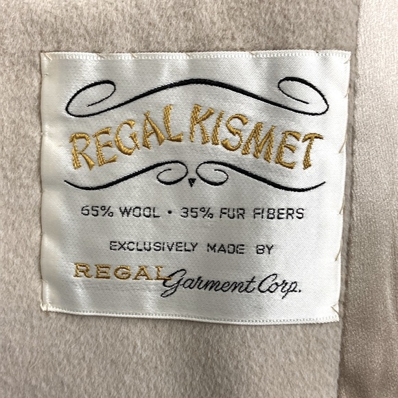 Regal Kismet Vintage Dress Overcoat Wool Mink Collar 50's 60's - Picture 5 of 8